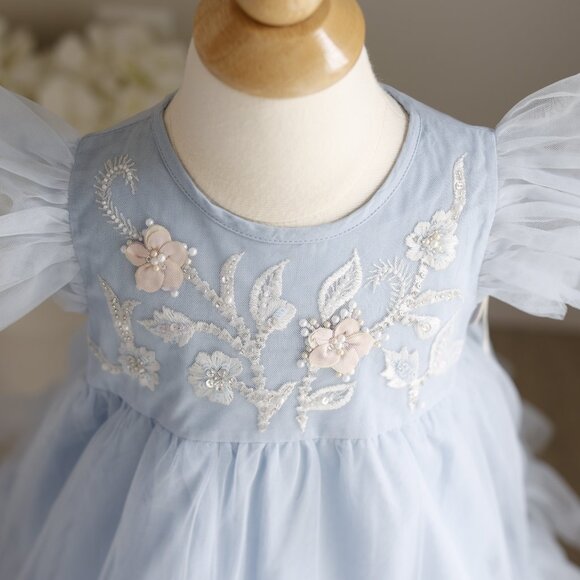 Tutu Du Monde Bebe Blue Tulle Dress Portraits Parties Weddings Flower Girl NWT - Picture 2 of 7